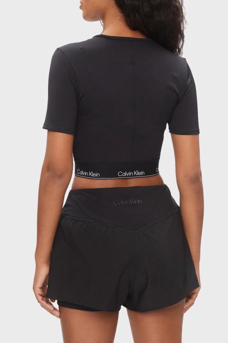 Calvin Klein Logolu Slim Fit Bisiklet Yaka Crop LVGWS5K144UB1 Bayan T Shirt LVGWS5K144 UB1 SİYAH - 3