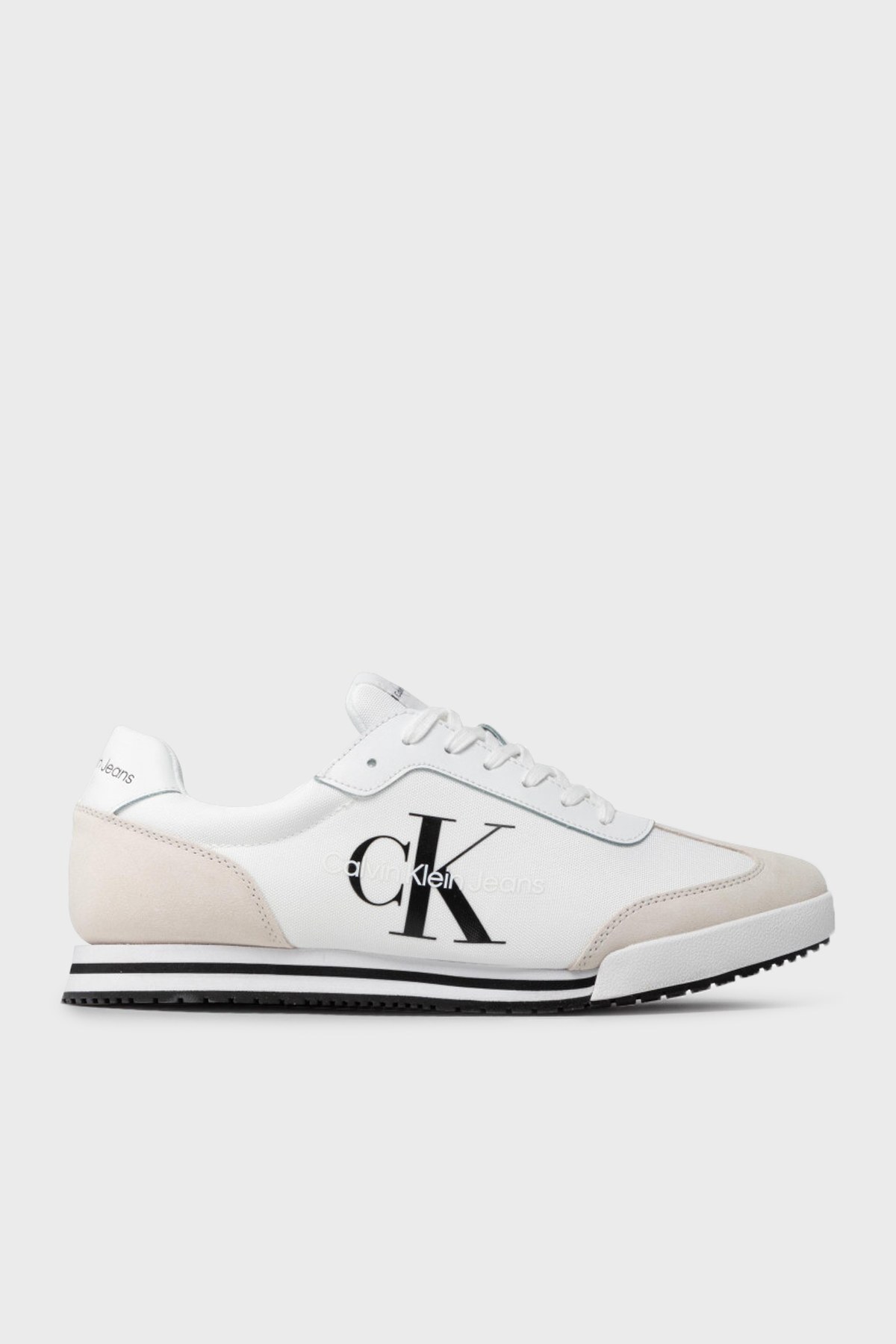 Calvin Klein Logolu Sneaker Erkek Ayakkabı YM0YM00026 02S BEYAZ-BEJ