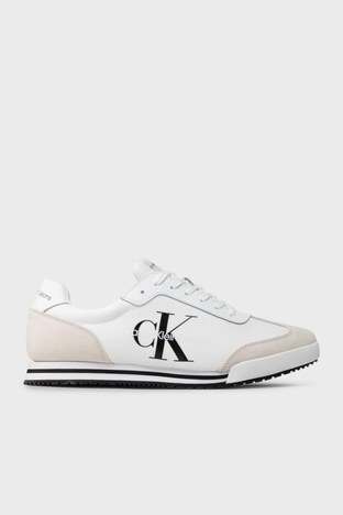Calvin Klein - Calvin Klein Logolu Sneaker Erkek Ayakkabı YM0YM00026 02S BEYAZ-BEJ