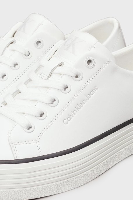 Calvin Klein Logolu Sneaker YW0YW0163301W Bayan Ayakkabı YW0YW01633 01W BEYAZ-SİYAH - 5