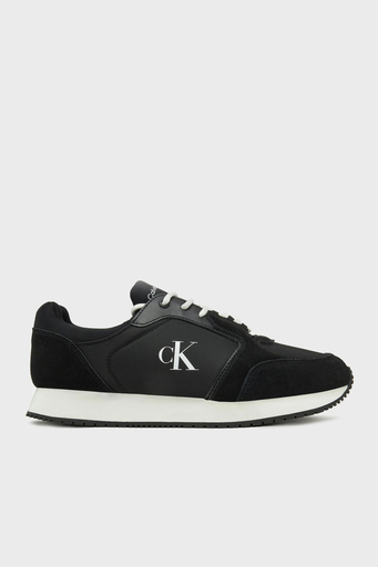 Calvin Klein Logolu Süet Detaylı Sneaker YM0YM011520GM Erkek Ayakkabı YM0YM01152 0GM SİYAH-BEYAZ - 1
