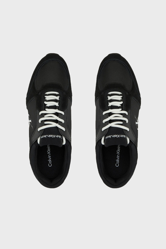 Calvin Klein Logolu Süet Detaylı Sneaker YM0YM011520GM Erkek Ayakkabı YM0YM01152 0GM SİYAH-BEYAZ - 4