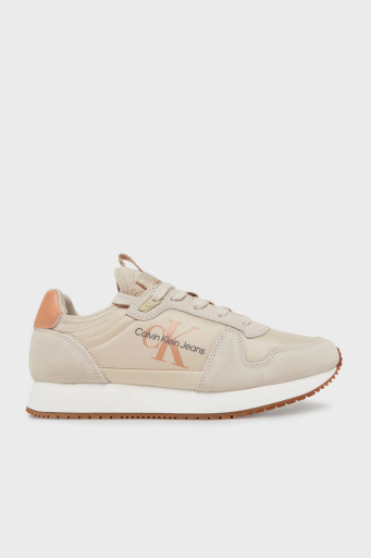 Calvin Klein Logolu Süet Detaylı Sneaker YW0YW0084002Z Bayan Ayakkabı YW0YW00840 02Z Bej-Pudra - 1