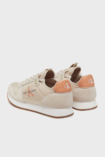 Calvin Klein Logolu Süet Detaylı Sneaker YW0YW0084002Z Bayan Ayakkabı YW0YW00840 02Z Bej-Pudra - 3