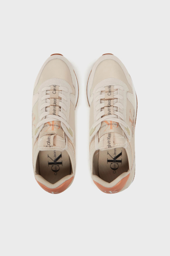 Calvin Klein Logolu Süet Detaylı Sneaker YW0YW0084002Z Bayan Ayakkabı YW0YW00840 02Z Bej-Pudra - 4