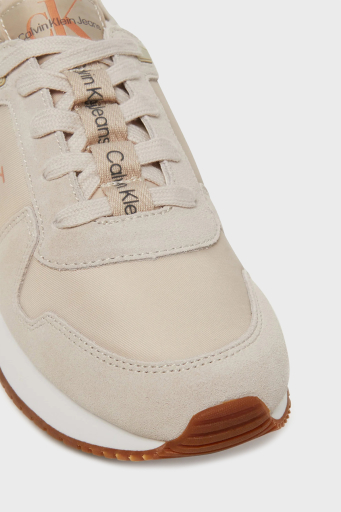 Calvin Klein Logolu Süet Detaylı Sneaker YW0YW0084002Z Bayan Ayakkabı YW0YW00840 02Z Bej-Pudra - 5