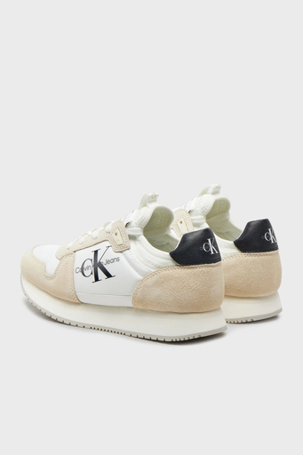 Calvin Klein Logolu Süet Detaylı Sneaker YW0YW0084003A Bayan Ayakkabı YW0YW00840 03A Beyaz-Krem - 3
