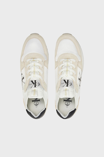 Calvin Klein Logolu Süet Detaylı Sneaker YW0YW0084003A Bayan Ayakkabı YW0YW00840 03A Beyaz-Krem - 4