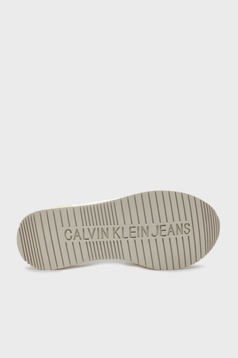 Calvin Klein Logolu Süet Detaylı Sneaker YW0YW0084003A Bayan Ayakkabı YW0YW00840 03A Beyaz-Krem - 6