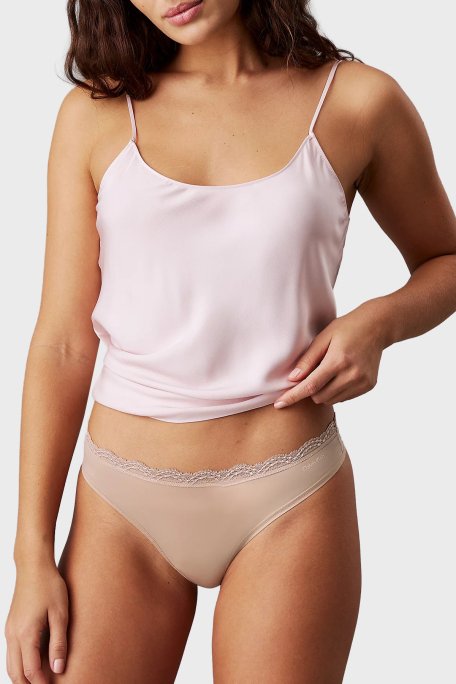 Calvin Klein Logolu Tanga 3 Pack LV00QD5300WAS Bayan Külot LV00QD5300 WAS Lacivert-Pudra-Mercan - 2
