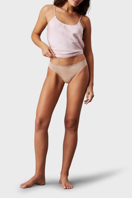 Calvin Klein Logolu Tanga 3 Pack LV00QD5300WAS Bayan Külot LV00QD5300 WAS Lacivert-Pudra-Mercan - 4