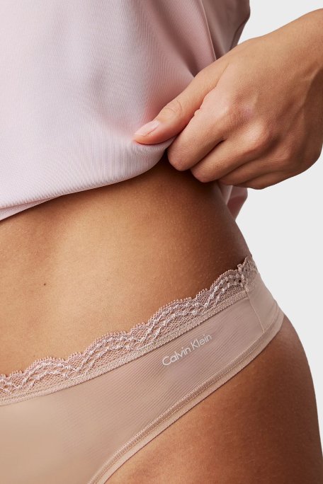 Calvin Klein Logolu Tanga 3 Pack LV00QD5300WAS Bayan Külot LV00QD5300 WAS Lacivert-Pudra-Mercan - 5