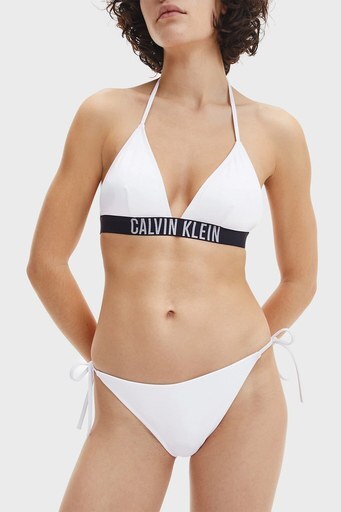 Calvin Klein Logolu Yandan Bağcıklı Bayan Bikini Altı KW0KW01724 YCD BEYAZ