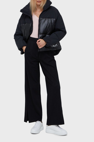 Calvin Klein - Calvin Klein Logolu Yırtmaçlı Geniş Paça Bayan Pantolon J20J219645 BEH 1 SİYAH