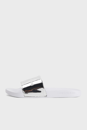 Calvin Klein Logolu YW0YW0063802W Bayan Terlik YW0YW00638 02W BEYAZ-GÜMÜŞ - 2