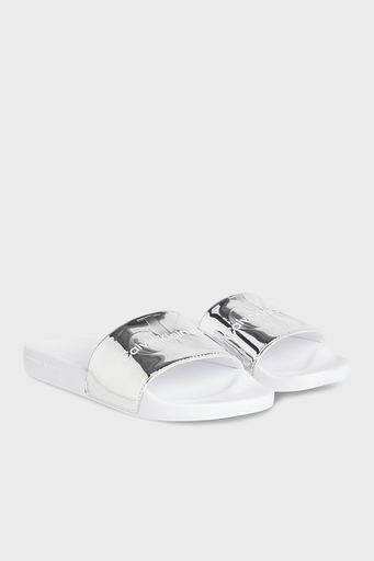 Calvin Klein Logolu YW0YW0063802W Bayan Terlik YW0YW00638 02W BEYAZ-GÜMÜŞ - 3