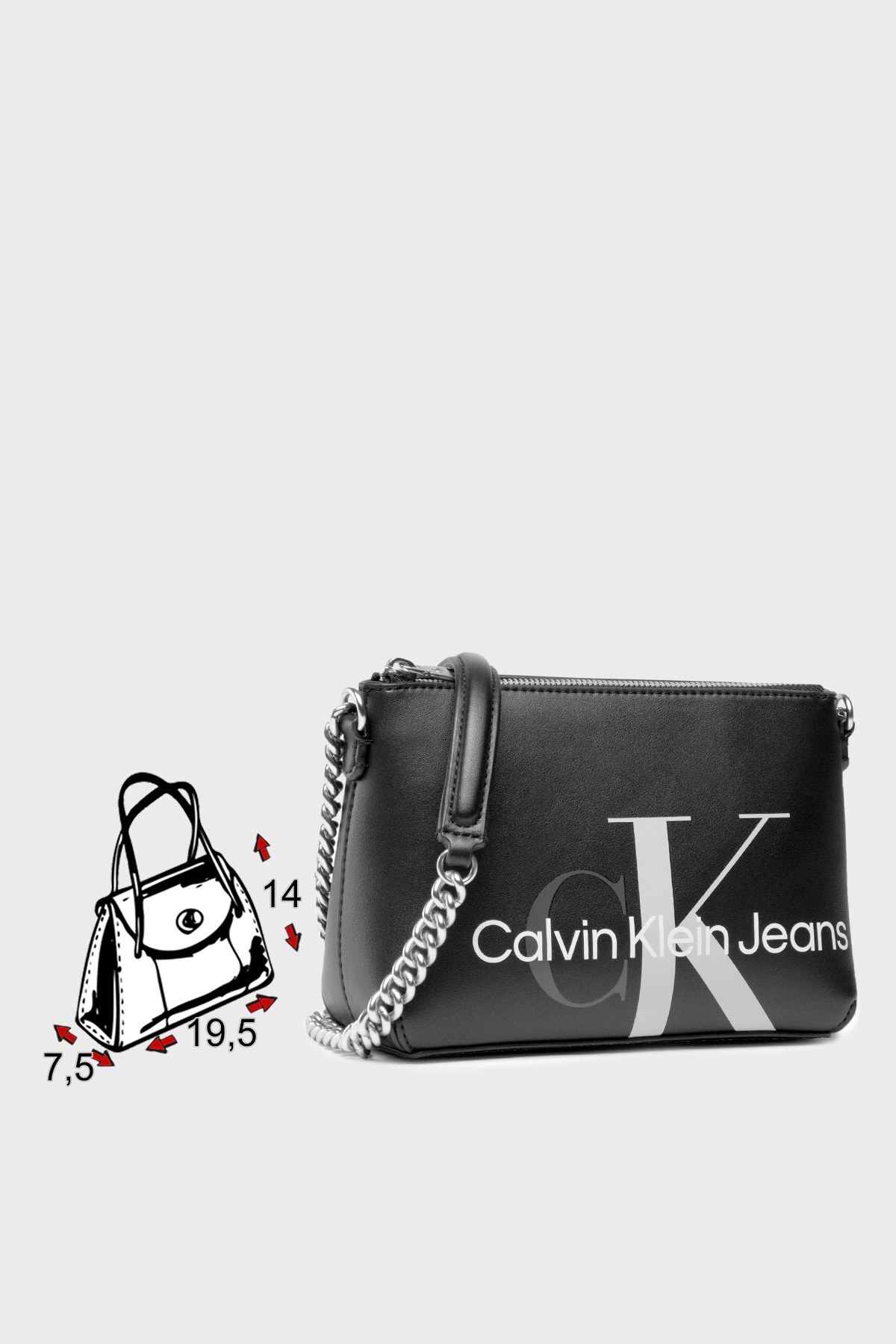Calvin Klein Logolu Zincir Askılı Bayan Çanta K60K608931 BDS SİYAH