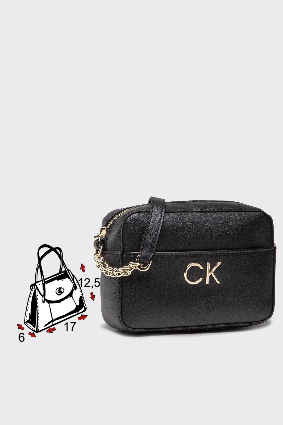 Calvin Klein Logolu Zincir Askılı Bayan Çanta K60K608982 BAX SİYAH