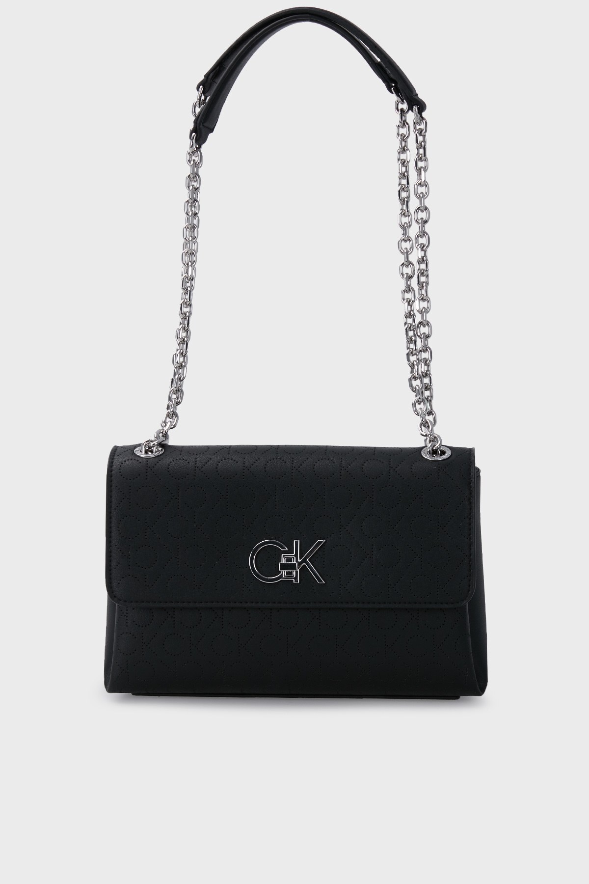 Calvin Klein Logolu Zincir Askılı Bayan Çanta K60K609396 BAX SİYAH