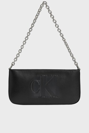 Calvin Klein - Calvin Klein Logolu Zincir Askılı Bayan Çanta K60K609769 BDS SİYAH