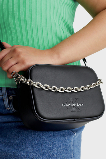 Calvin Klein Logolu Zincir Askılı Fermuar K60K610564BDS Bayan Çanta K60K610564 BDS SİYAH - 3