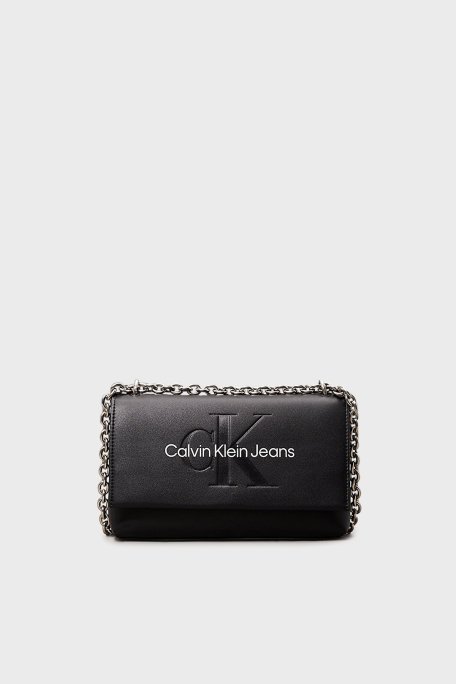 Calvin Klein Logolu Zincir Askılı K60K61222101R Bayan Çanta K60K612221 01R SİYAH - 1