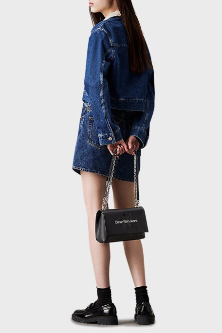 Calvin Klein Logolu Zincir Askılı K60K61222101R Bayan Çanta K60K612221 01R SİYAH - 2