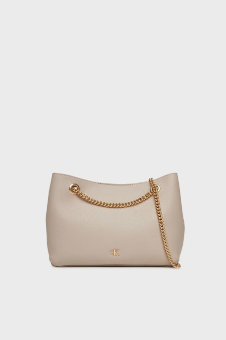 Calvin Klein Logolu Zincir Askılı LV04F3205GRMU Bayan Çanta LV04F3205G RMU BEJ - 1