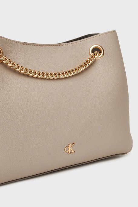 Calvin Klein Logolu Zincir Askılı LV04F3205GRMU Bayan Çanta LV04F3205G RMU BEJ - 4