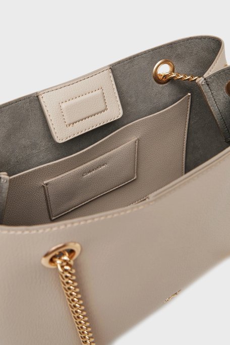 Calvin Klein Logolu Zincir Askılı LV04F3205GRMU Bayan Çanta LV04F3205G RMU BEJ - 5