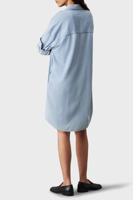 Calvin Klein Loose Fit Uzun Kollu Mini Kot J20J2254721A4 Bayan Elbise J20J225472 1A4 AÇIK MAVİ - 3