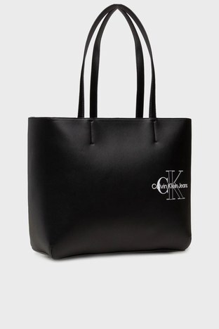 Calvin Klein - Calvin Klein Marka Logolu Fermuar Bayan Çanta K60K609305 BDS SİYAH (1)