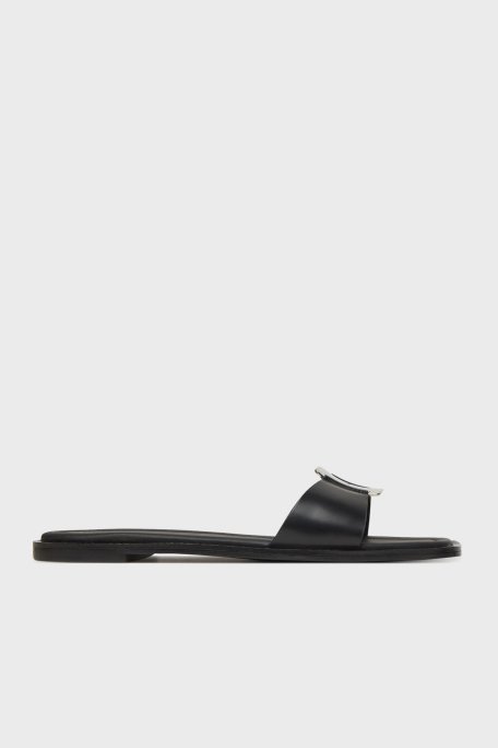 Calvin Klein Metal Logolu Kare Burun Tek Bant HW0HW02482BEH Bayan Terlik HW0HW02482 BEH SİYAH - 7