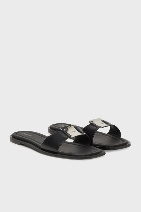 Calvin Klein Metal Logolu Kare Burun Tek Bant HW0HW02482BEH Bayan Terlik HW0HW02482 BEH SİYAH - 8