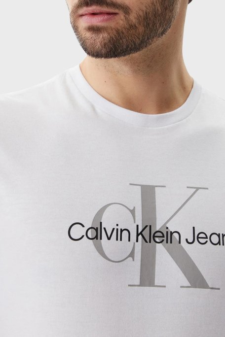 Calvin Klein Monogram Logolu Pamuklu Regular Fit Bisiklet Yaka LV040EM286YAA Erkek T Shirt LV040EM286 YAA BEYAZ - 9