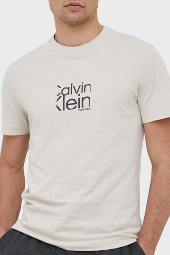 Calvin Klein Organik Pamuklu Regular Fit K10K111122ACE Erkek T Shirt K10K111122 ACE BEJ - 1