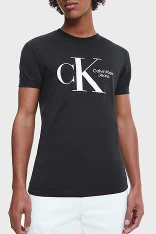Calvin Klein - Calvin Klein Organik Pamuklu Slim Fit Bisiklet Yaka Erkek T Shirt J30J320189 BEH SİYAH