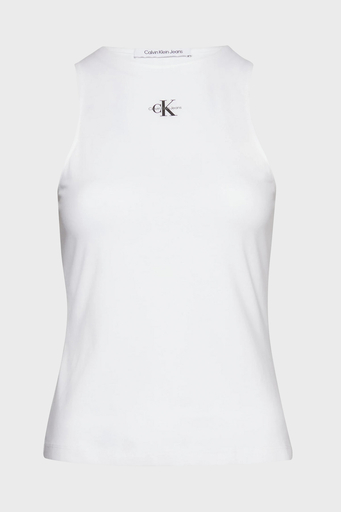 Calvin Klein Organik Pamuklu Streç Jarse Dar Kesim Kolsuz J20J220765YAF Bayan T Shirt J20J220765 YAF BEYAZ - 5