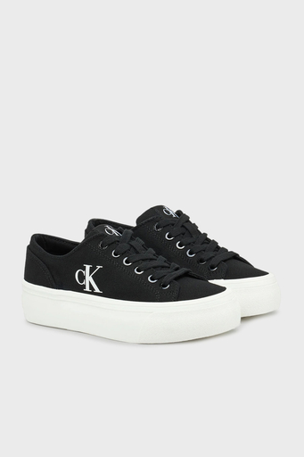 Calvin Klein Pamuk Karışımlı Kanvas YW0YW017630GM Bayan Ayakkabı YW0YW01763 0GM SİYAH-BEYAZ - 2