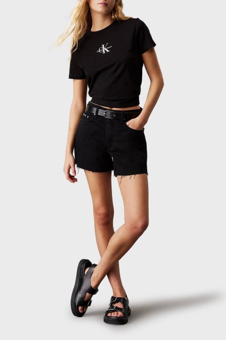 Calvin Klein Pamuk Karışımlı Mom Fit Yüksek Bel Kısa Kot J20J2251541BY Bayan Short J20J225154 1BY SİYAH - 2