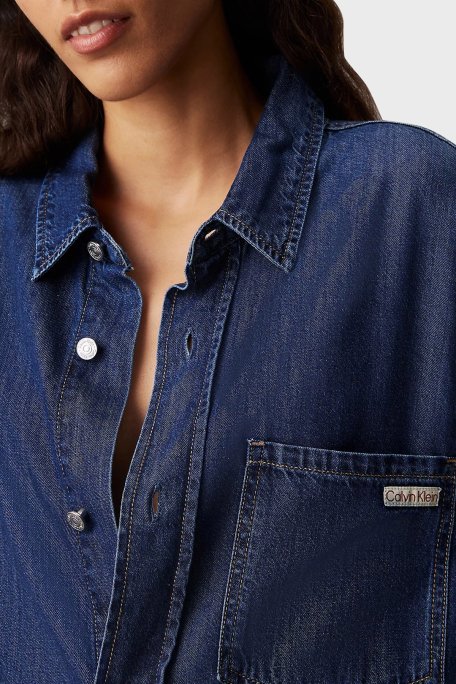 Calvin Klein Pamuk Karışımlı Regular Fit Logolu Kısa Kot J20J2250081BY Bayan Elbise J20J225008 1BY LACİVERT - 2