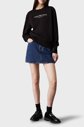 Calvin Klein Pamuk Karışımlı Regular Fit Sıfır Yaka Logolu J20J224913BEH Bayan Sweat J20J224913 BEH SİYAH - 3