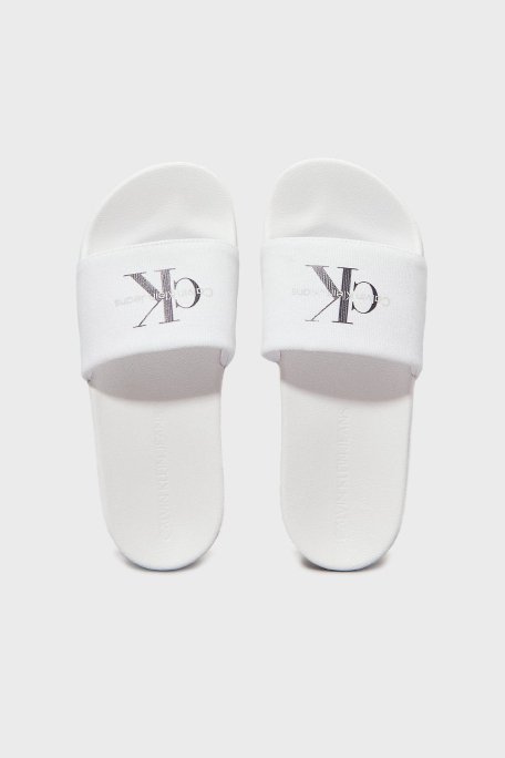 Calvin Klein Pamuk ve Kanvas Logolu YW0YW0183501W Bayan Terlik YW0YW01835 01W BEYAZ-SİYAH - 9
