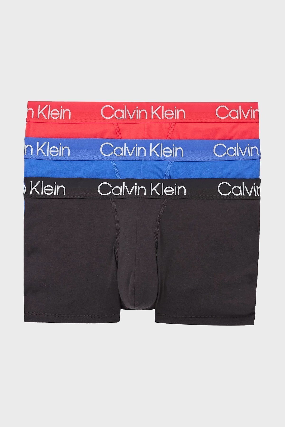 Calvin Klein Pamuklu 3 Pack Erkek Boxer 000NB2970A XYE Saks-Kırmızı-Siyah