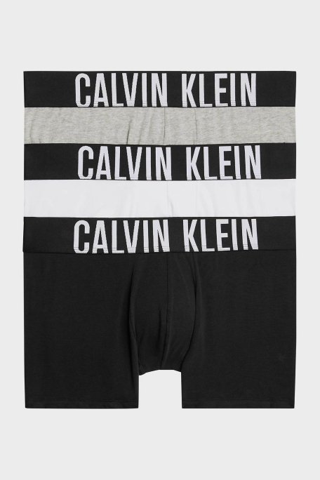 Calvin Klein Pamuklu Esnek 3 Pack 000NB3608AMPI Erkek Boxer 000NB3608A MPI SİYAH-BEYAZ-GRİ - 1