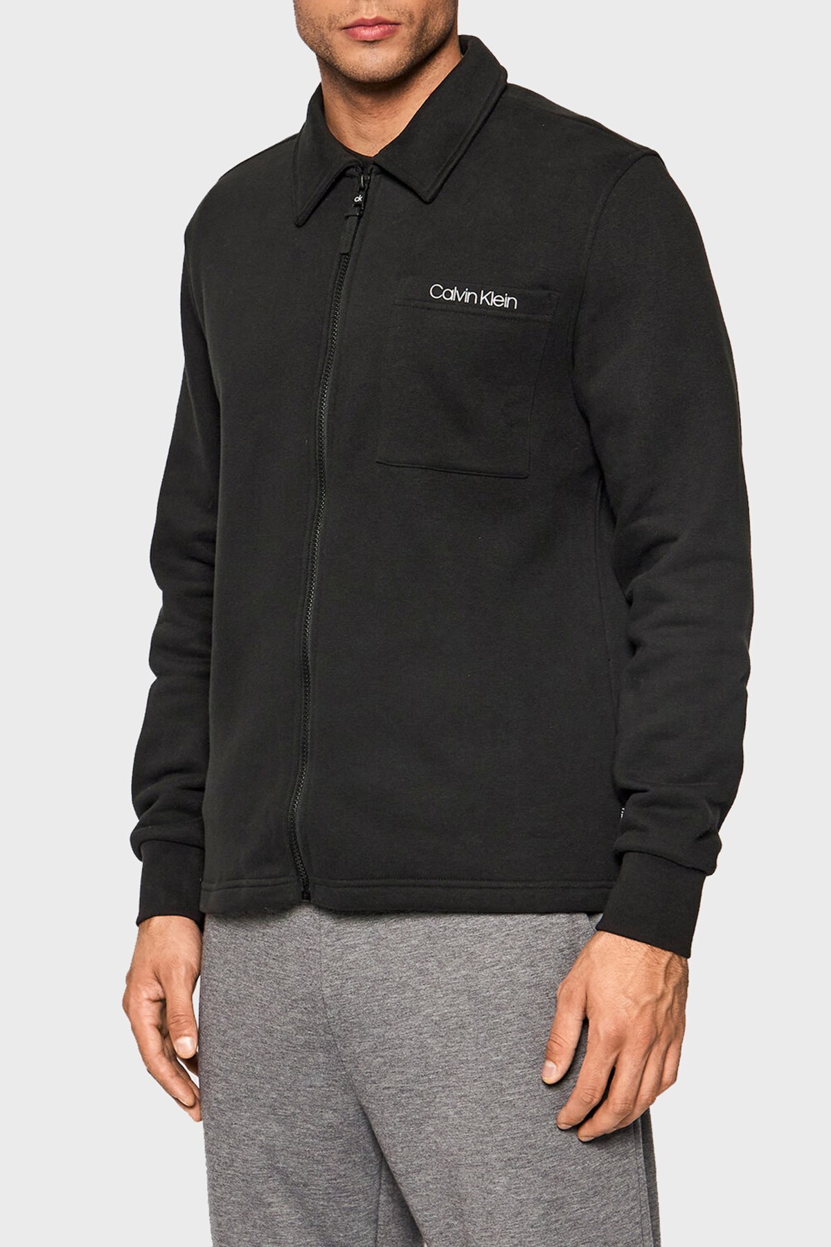 Calvin Klein Pamuklu Fermuarlı Regular Fit Gömlek Yaka Erkek Sweat K10K107926 BEH SİYAH