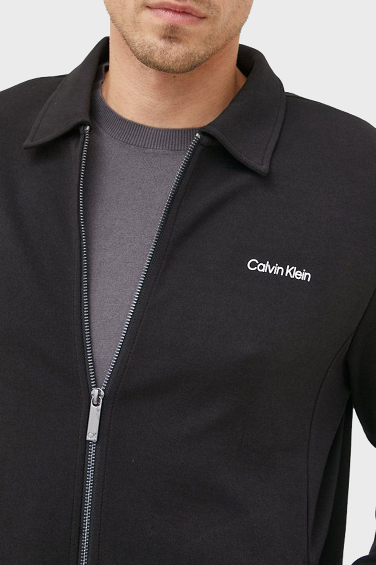 Calvin Klein Pamuklu Fermuarlı Regular Fit Yakalı Erkek Sweat K10K110096 BEH SİYAH
