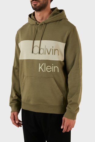 Calvin Klein - Calvin Klein Pamuklu Kanguru Cepli Regular Fit Kapüşonlu Erkek Sweat J30J321541 LB6 YEŞİL (1)