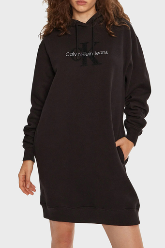 Calvin Klein Pamuklu Kapüşonlu Spor Mini J20J224685BEH Bayan Elbise J20J224685 BEH SİYAH - 1