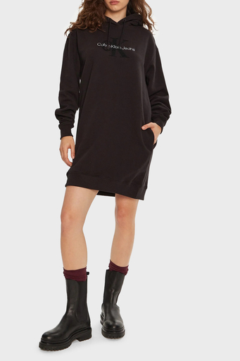 Calvin Klein Pamuklu Kapüşonlu Spor Mini J20J224685BEH Bayan Elbise J20J224685 BEH SİYAH - 3